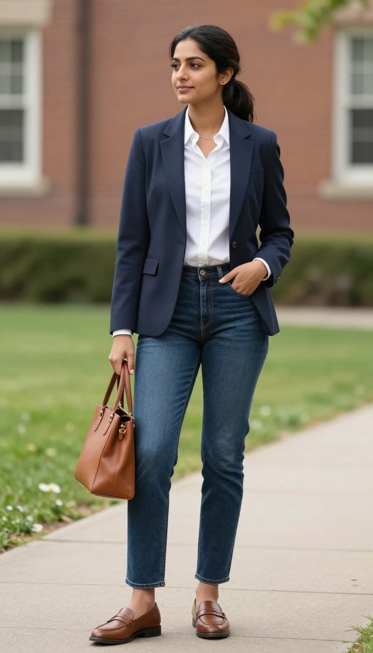 1. The Classic Blazer and Jeans Combo
