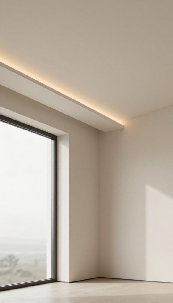 7. Minimalist Ceiling with Hidden Lighting idea