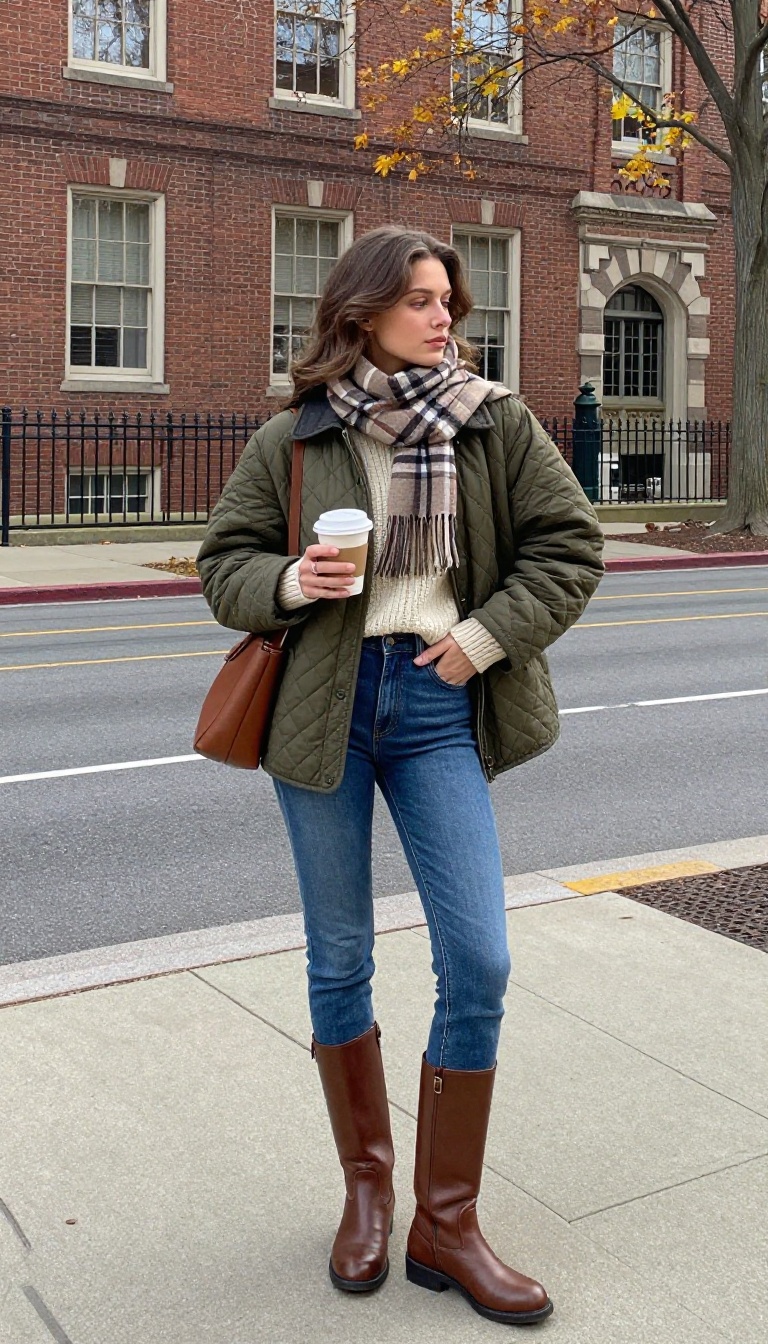 13. Quilted Jacket and Riding Boots