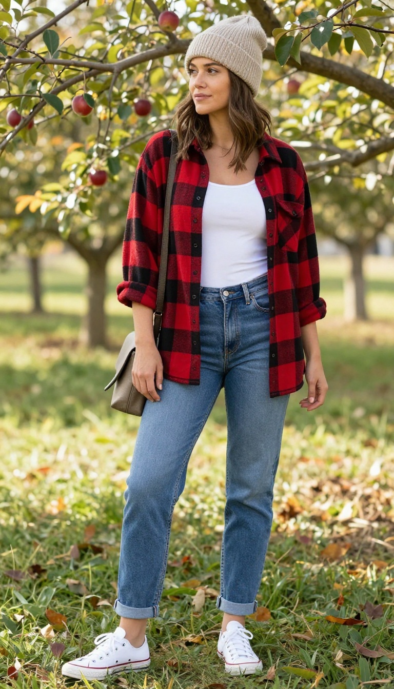 5. Flannel Shirt and Mom Jeans