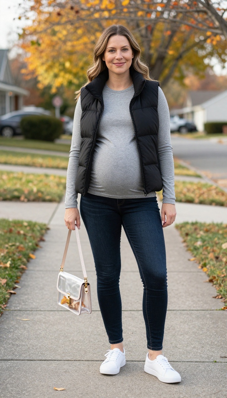 13. Puffer Vest and Maternity DTI Jeans
