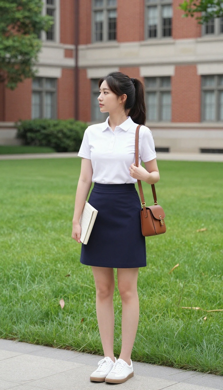 7. Polo Shirt and A-Line Skirt