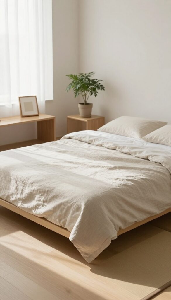 1. Minimalist Japanese-Inspired Floor Bed idea